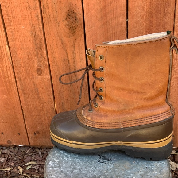 Vintage Sorel Men\'s Brown and Tan Boots